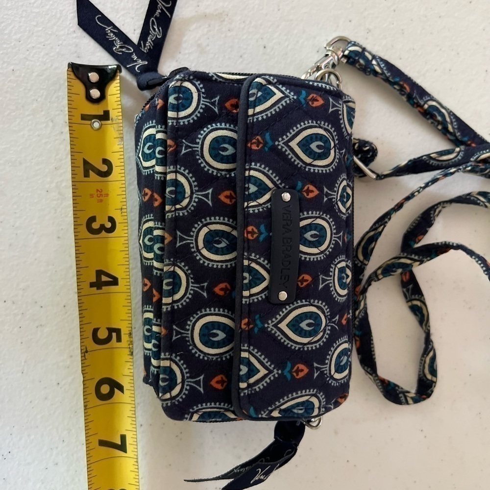 Vera Bradley Mini Crossbody Purse Wallet Paisley Print Blue - Picture 3 of 7